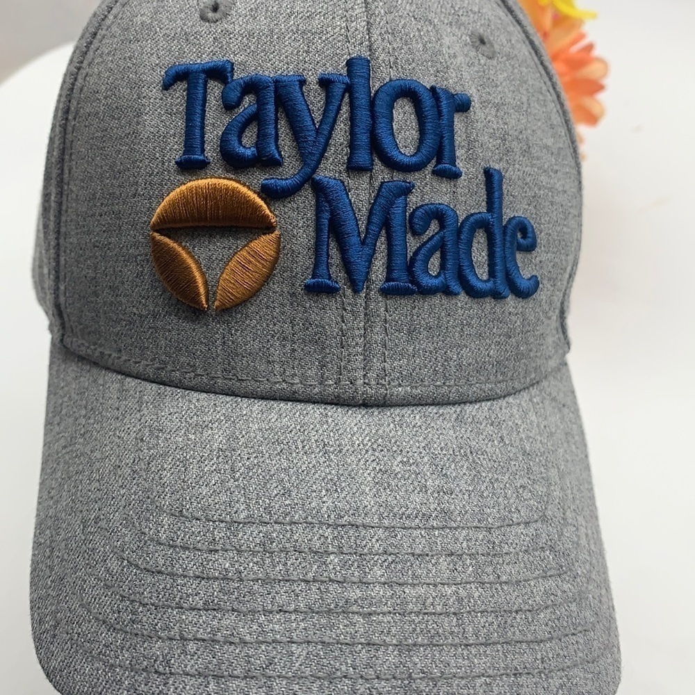 Taylor Made Gray Blue Fitted Wool Blend Baseball Hat S/M HT2486A